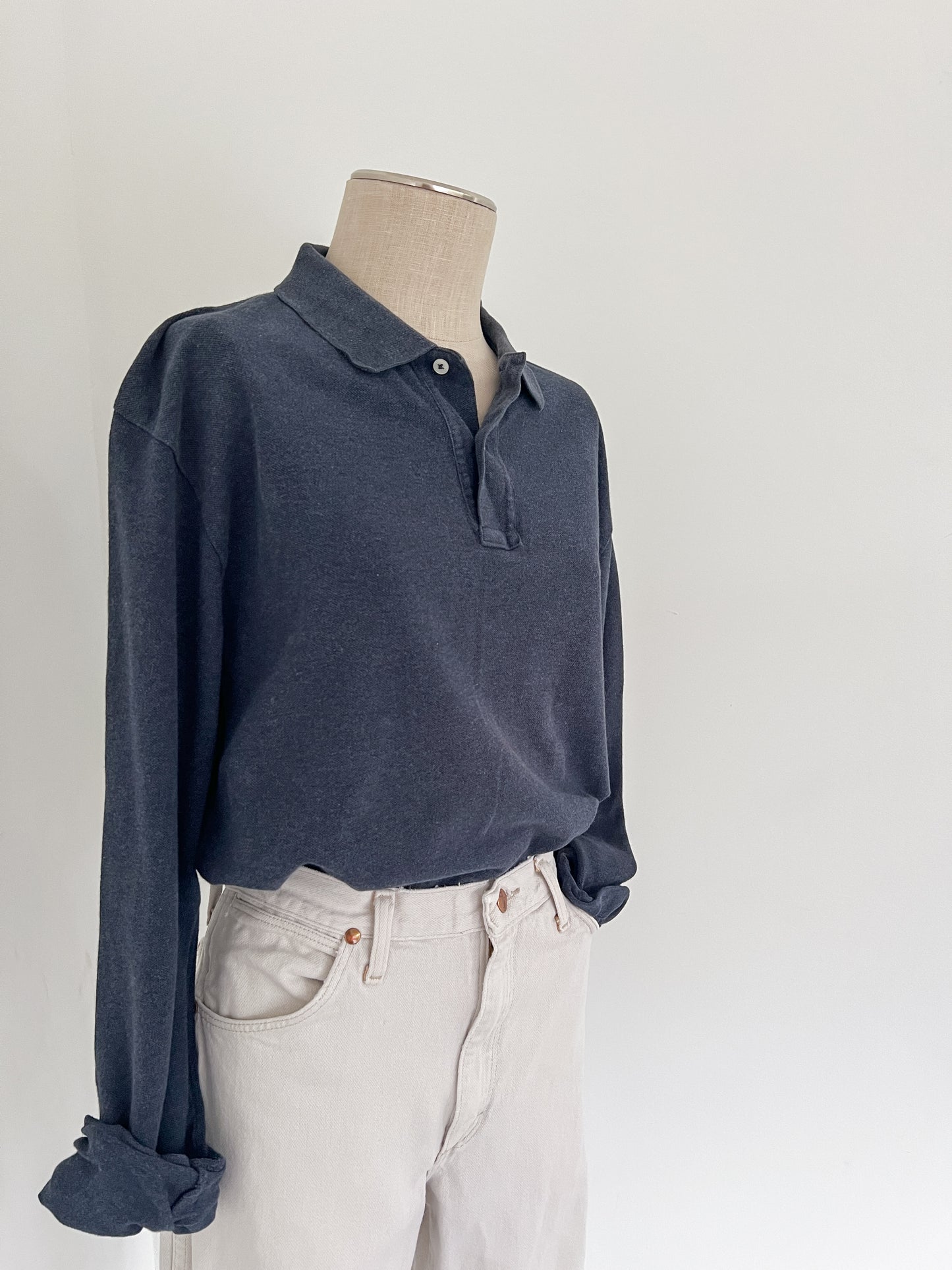 Polo by Ralph Lauren Heather Navy Long Sleeve Polo