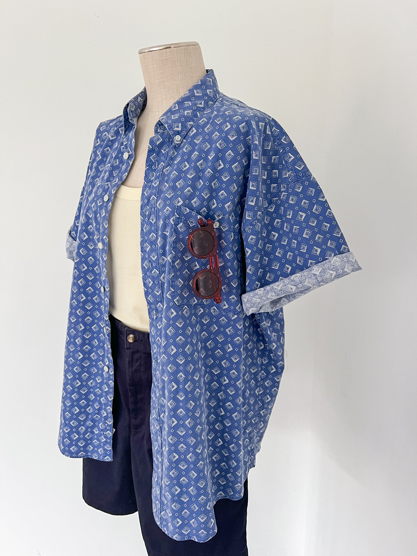 Chaps Ralph Lauren Blue Short Sleeve Button Down