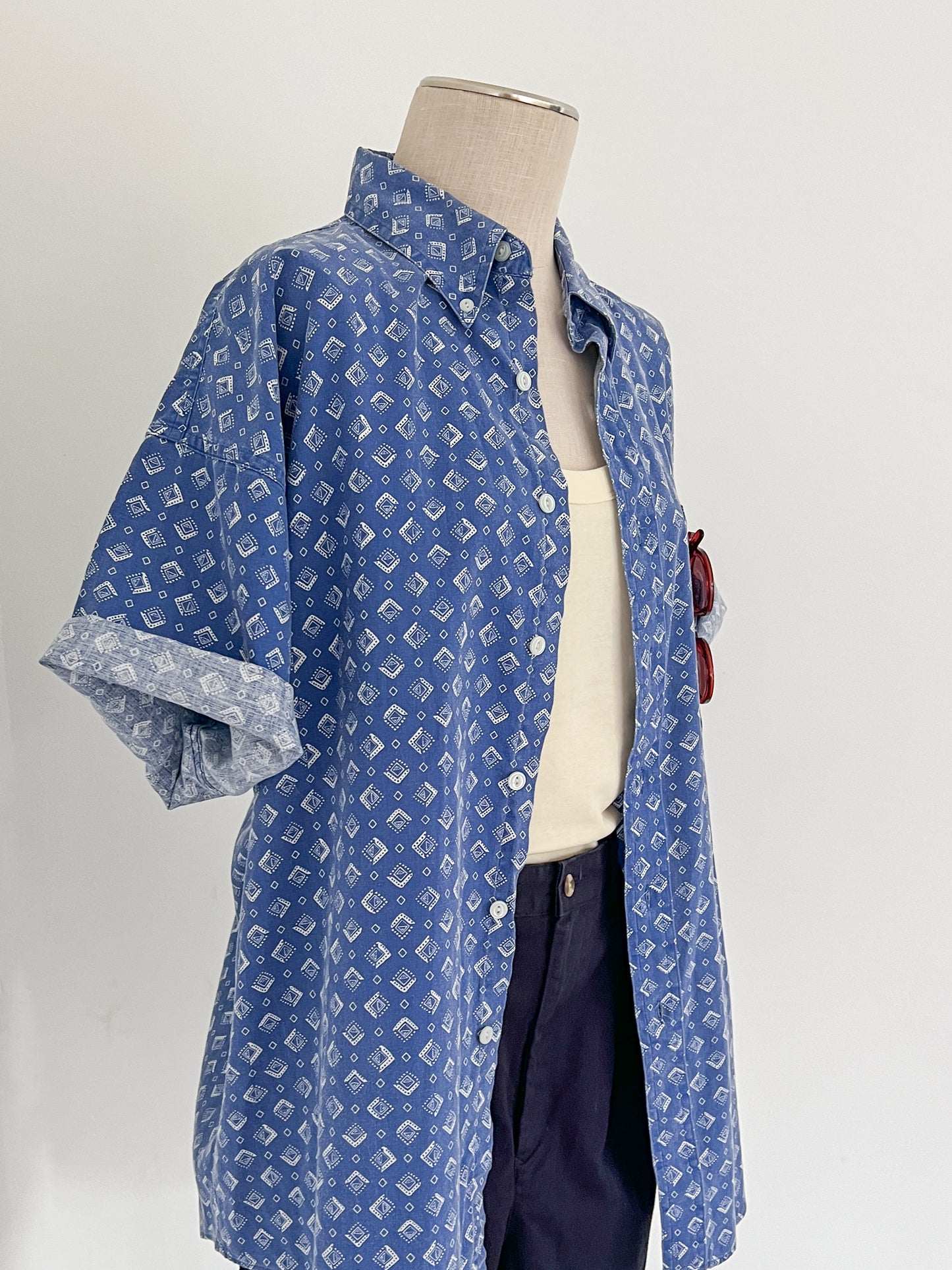 Chaps Ralph Lauren Blue Short Sleeve Button Down