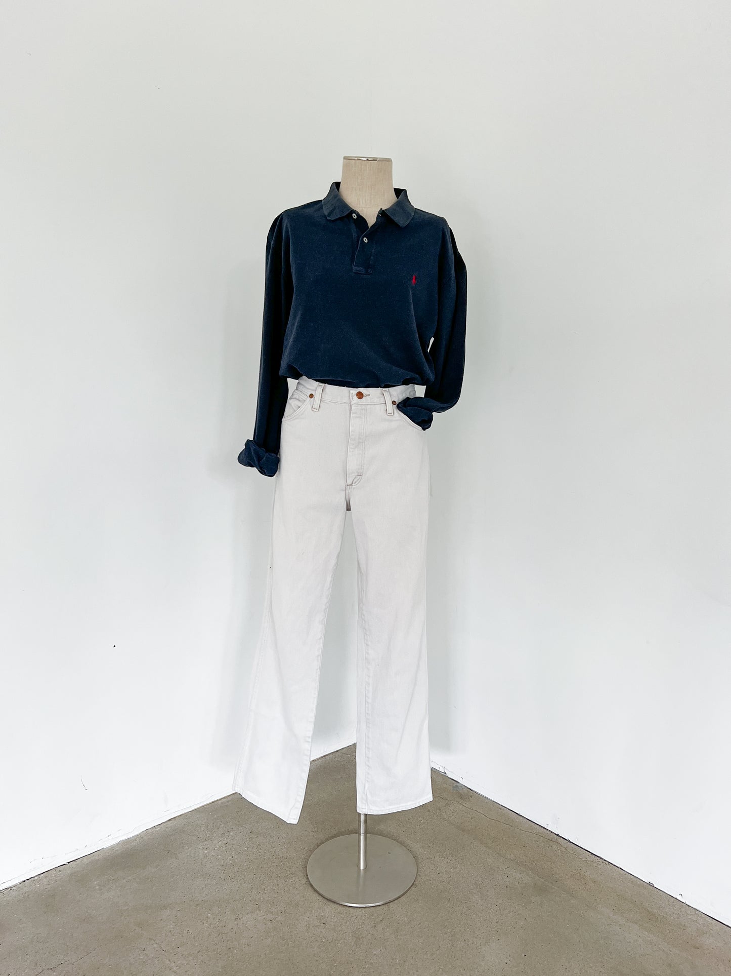 Polo by Ralph Lauren Heather Navy Long Sleeve Polo