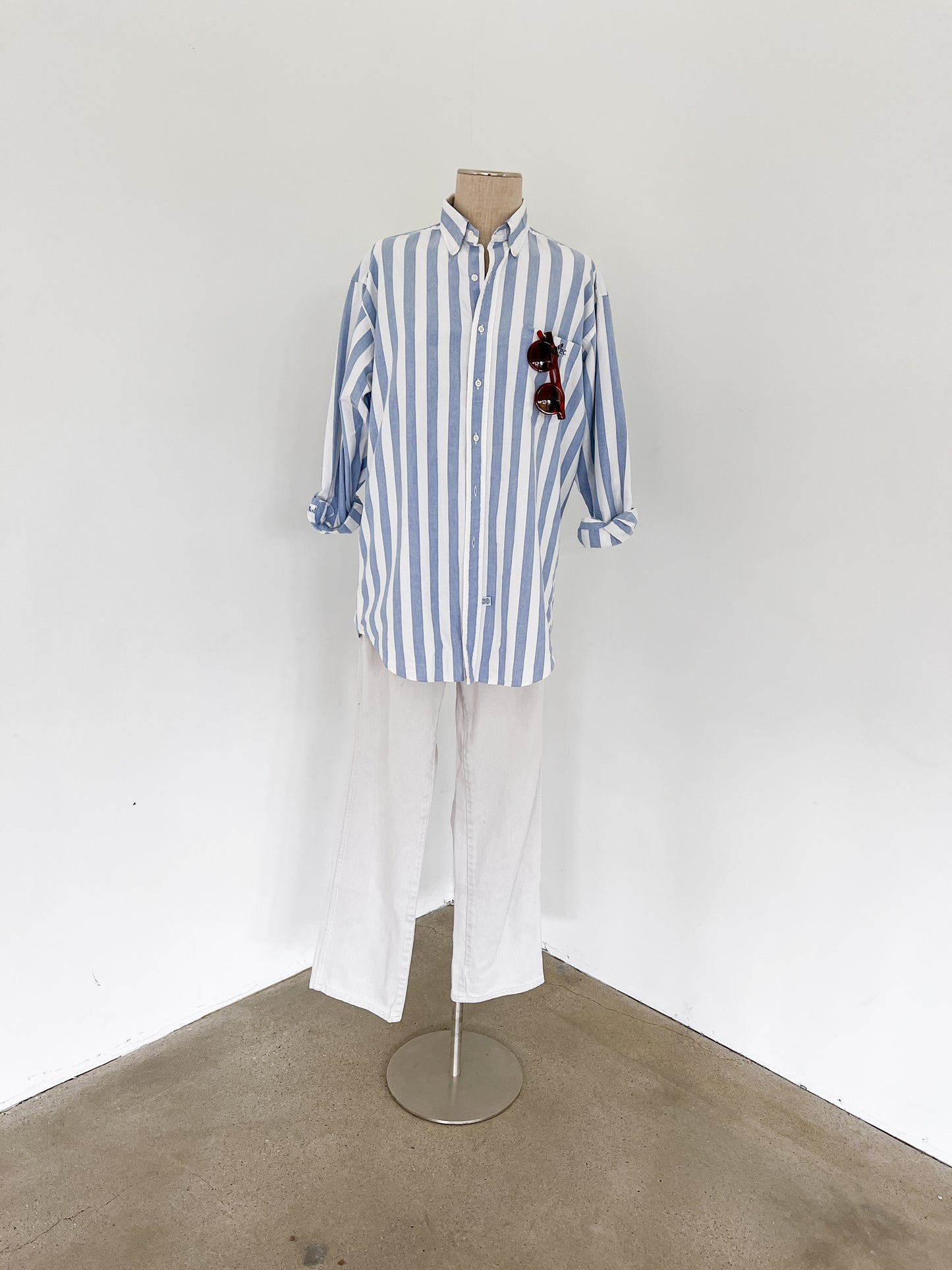 Ralph Lauren Blue & White Stripe Oxford Button Down