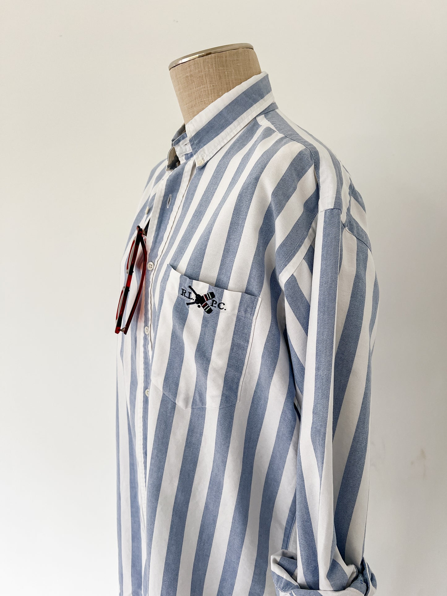 Ralph Lauren Blue & White Stripe Oxford Button Down