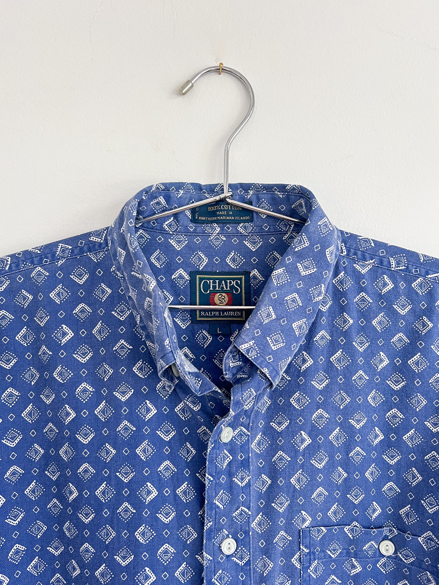 Chaps Ralph Lauren Blue Short Sleeve Button Down