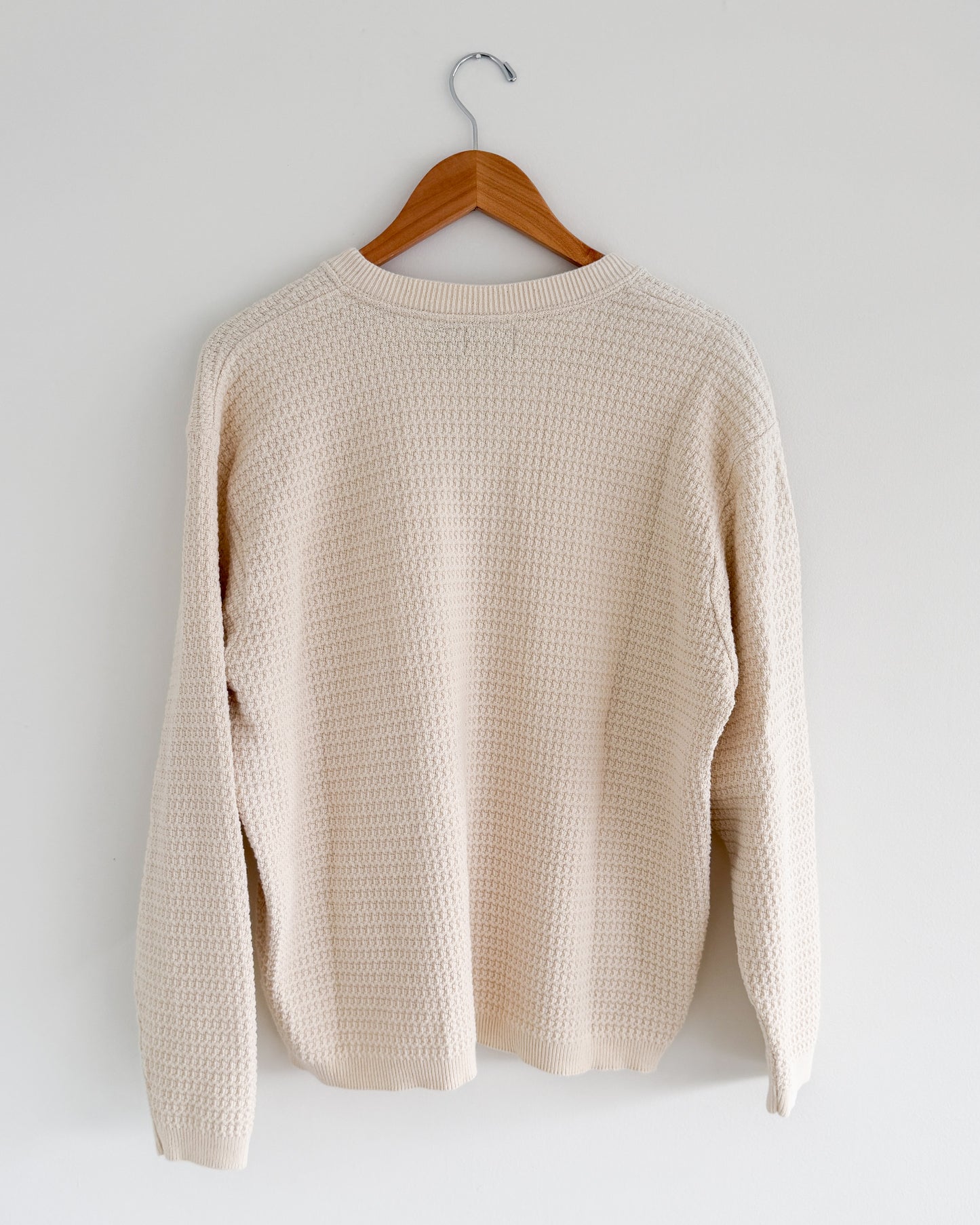 Haggar Cream Cotton Henley Sweater