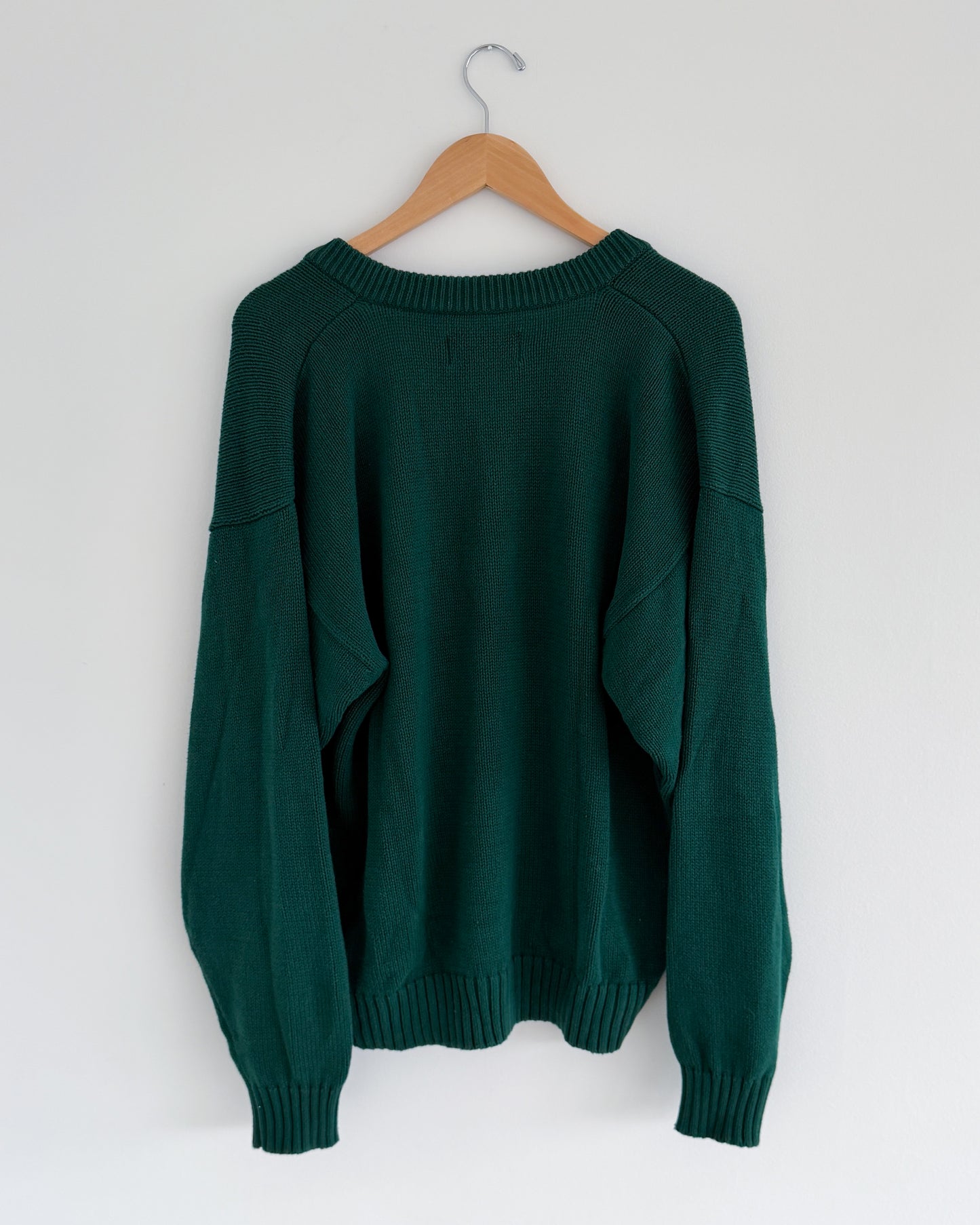 Eddie Bauer Green Cotton V-Neck Sweater