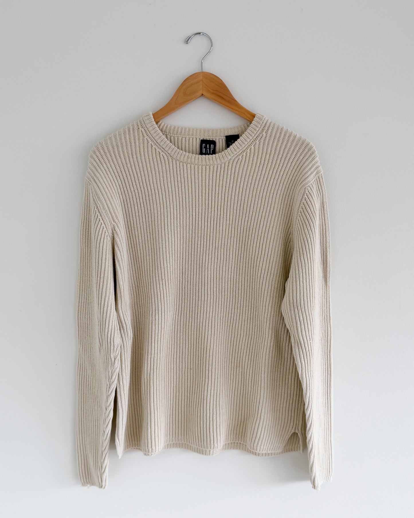 Gap Cream Ribbed Crewneck Sweater