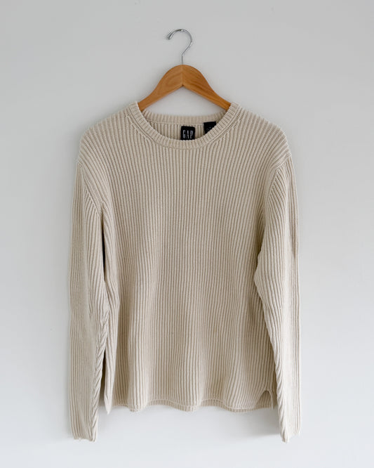 Gap Cream Ribbed Crewneck Sweater