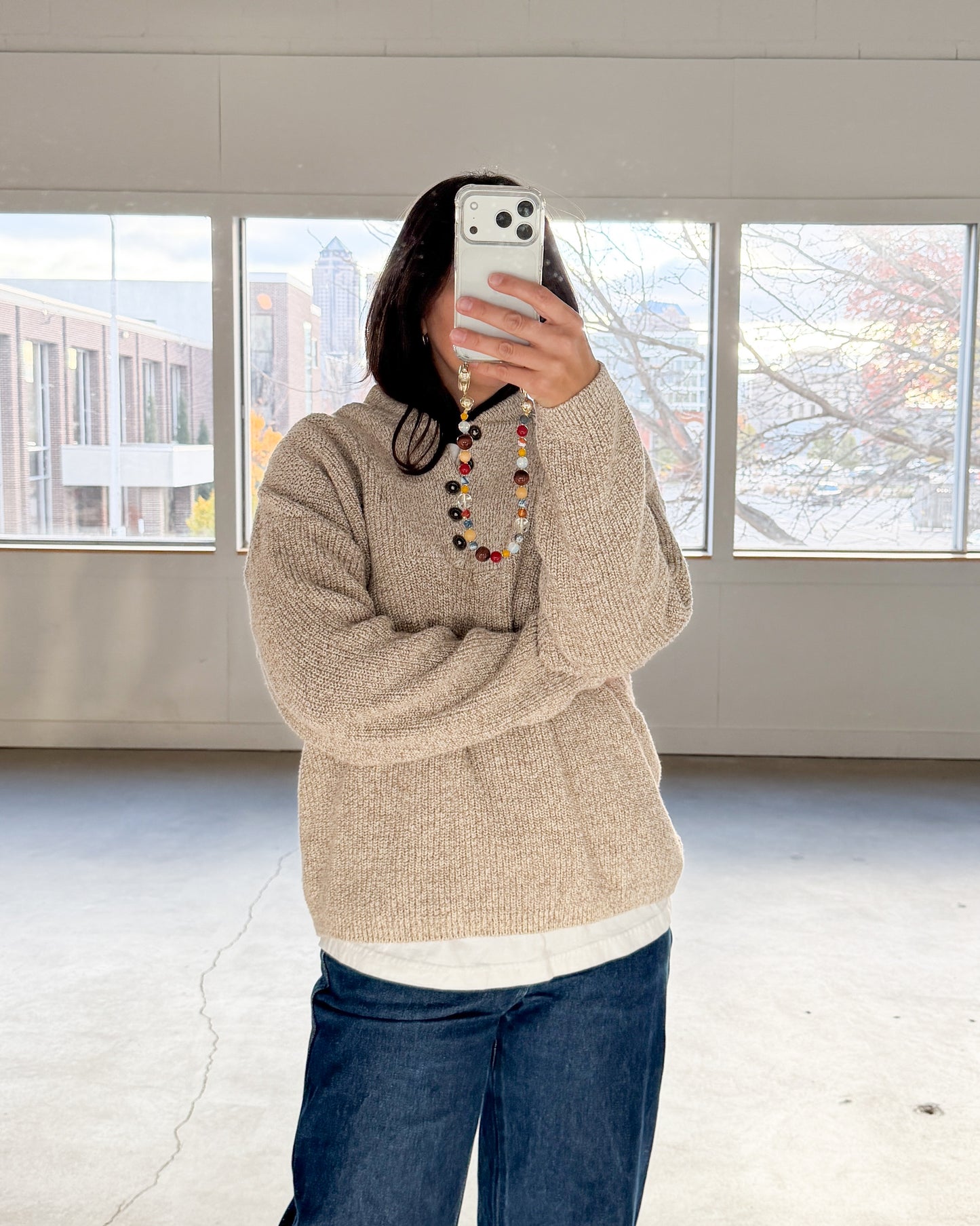 Eddie Bauer Oatmeal Henley Pullover