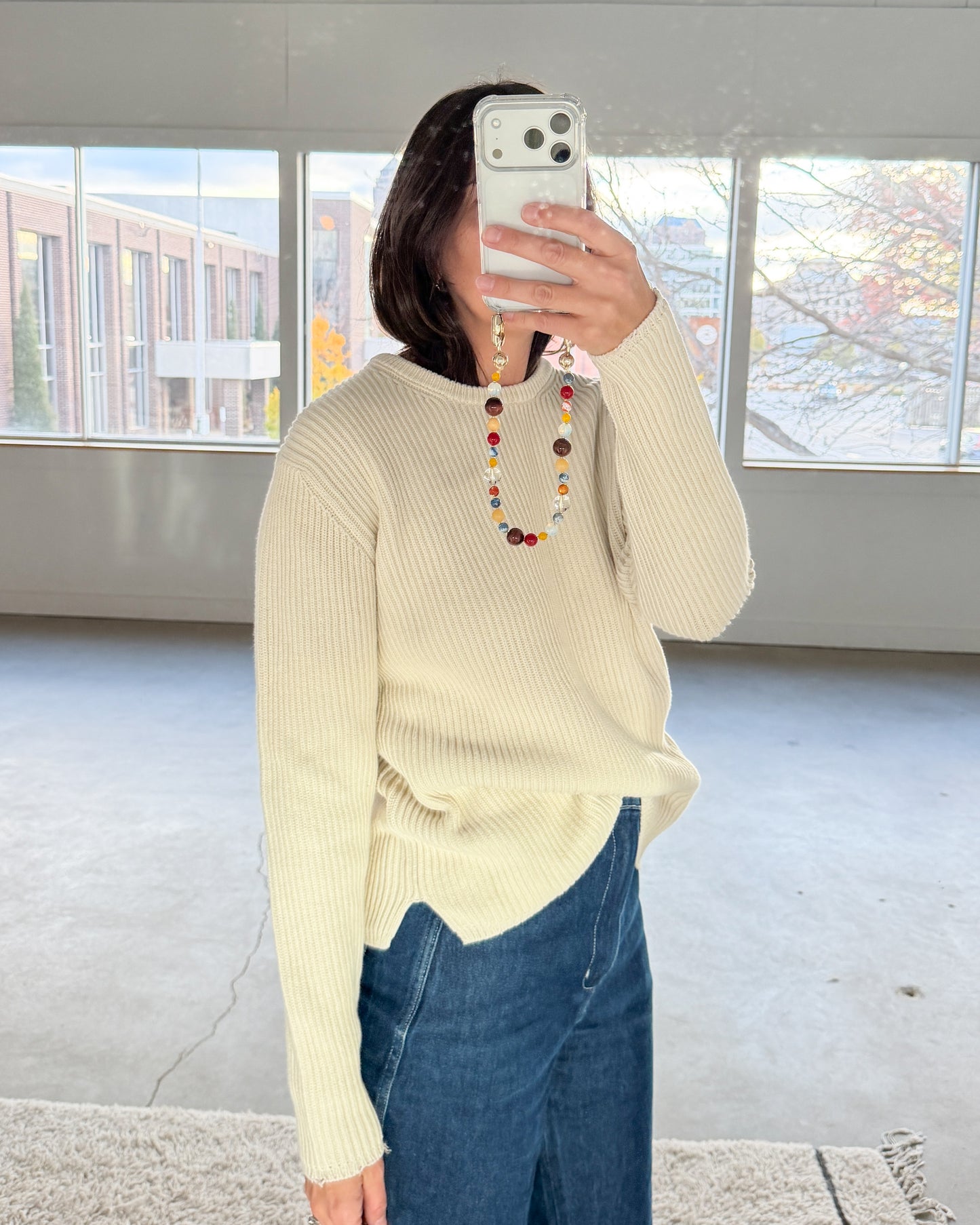 Gap Cream Ribbed Crewneck Sweater