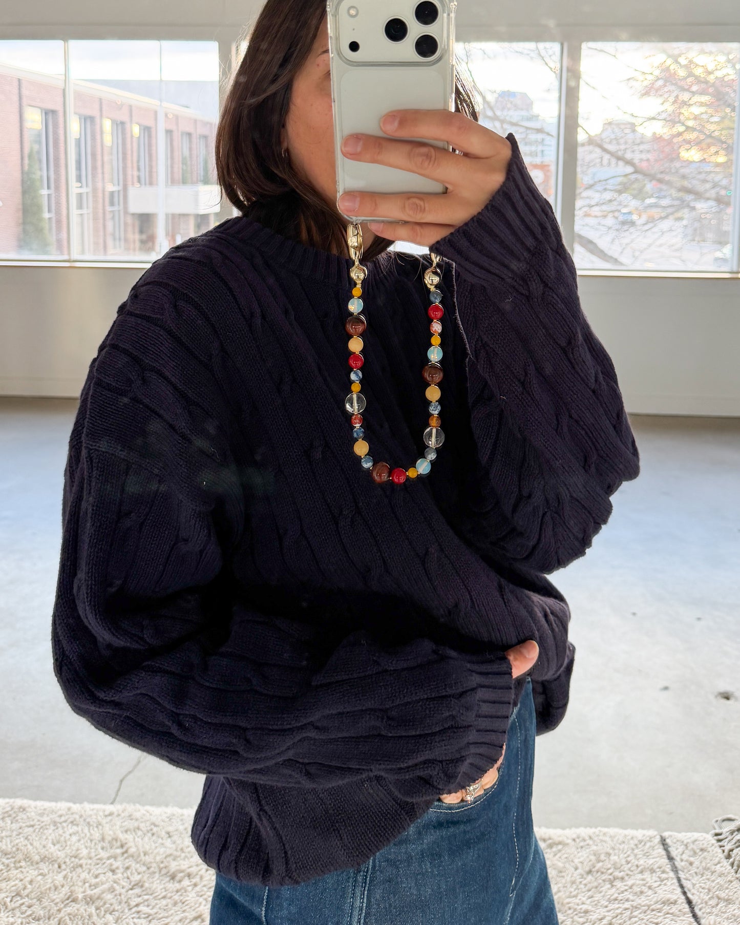 Izod Navy Cable Knit Sweater